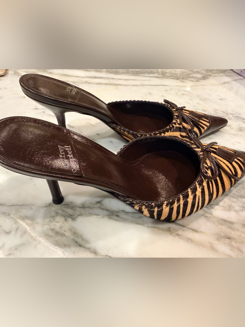 Jeffrey Campbell Clara B-F Tan Brown Zebra-Print Pointed Mule Heel $195 Nib - Picture 8 of 13